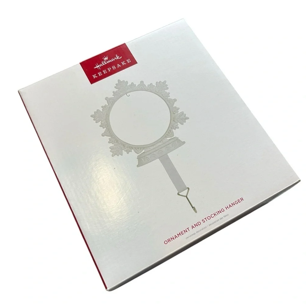 Hallmark Keepsake White Glitter Snowflake Ornament & Stocking Hanger New in Box